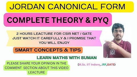 JORDAN CANONICAL FORM | COMPLETE CONCEPTS IN ONE LECTURE | By Mr. Suman | #jordan #canonical #jrf