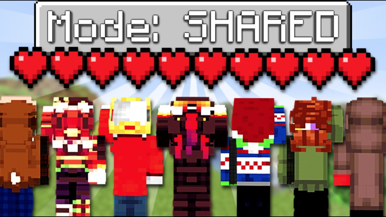 Minecraft, But We SHARE 1 Health Bar