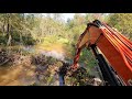 Ripping out a major beaver dam, watch the water flow