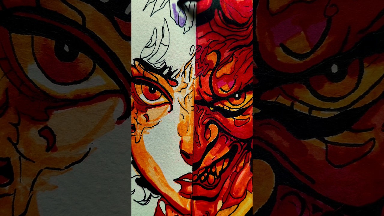 Portrait drawing with alcohol markers 