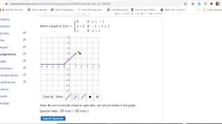 Myopenmath Graphing Tool for Piecewise Functions