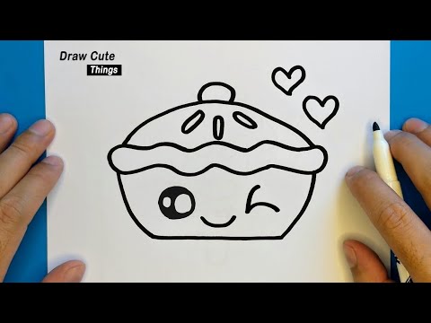 HOW TO DRAW CUTE APPLE PIE, DRAW APPLE PIE, STEP BY STEP, DRAW ...