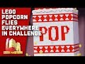 Tim and Dannii's popcorn box has a thrilling ride on the shake plate | LEGO Masters 2020