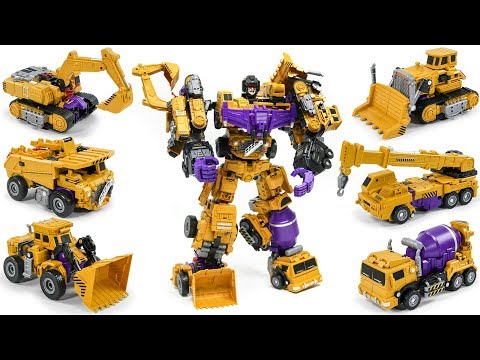 Transformers Constructicon G2 Yellow KO Jinjiang Devastator Combine 6 Vehicles Car Robots Toys