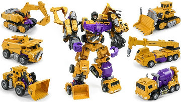 Transformers Constructicon G2 Yellow KO Jinjiang Devastator Combine 6 Vehicles Car Robots Toys