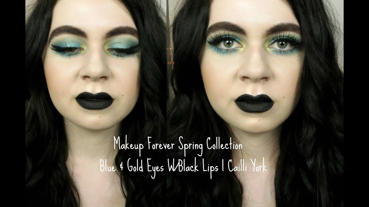 Makeup Forever Spring Collection Blue & Gold Eyes W/Black Lips | Cailli ...