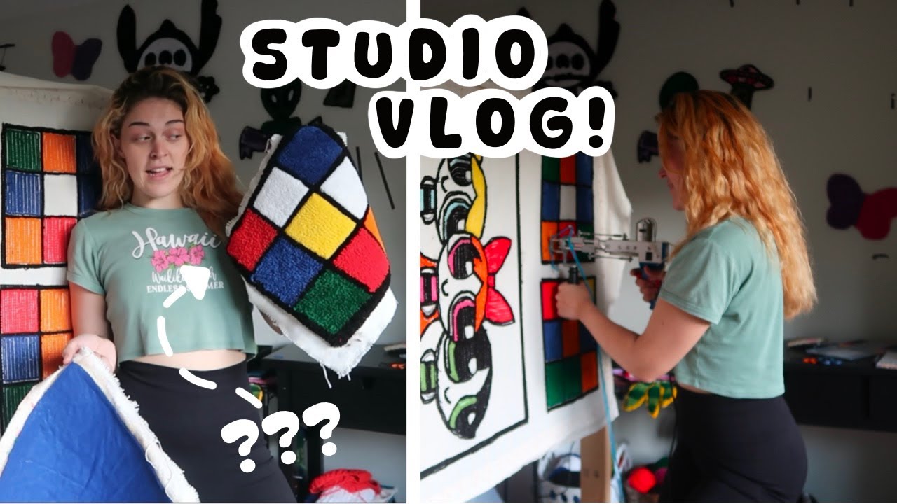 STUDIO VLOG ✨ tufting progress, rug pillow?!, new projects and more!