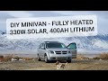 DIY minivan conversion. 330w solar, 400Ah lithium, HEATED MINIVAN CAMPER :)