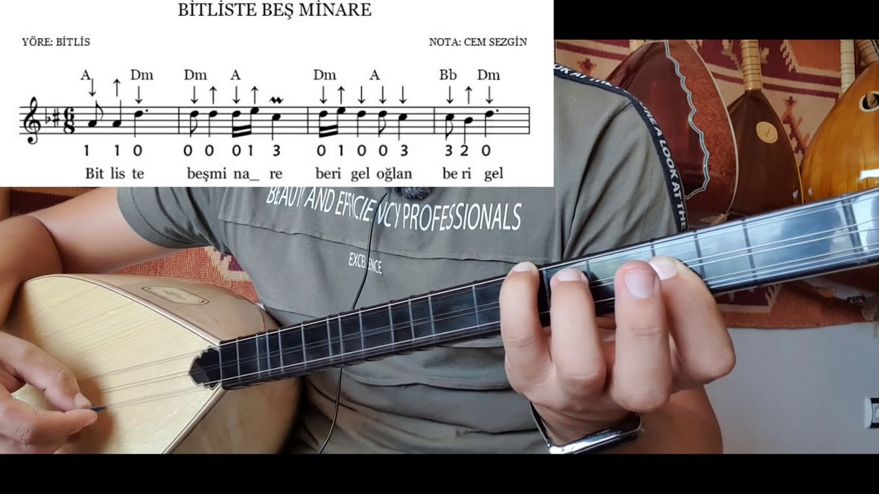 Bitliste Beş Minare #solfej Kısasap bağlamada Hicaz makamı ve akorları, arpej çalışması