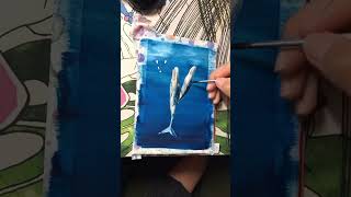 Watercolor painting timelapse process underwaterlife spermwhales watercolor акварель