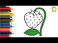 How to draw a strawberry. Coloring page/Drawing and painting for kids. Learn colors.