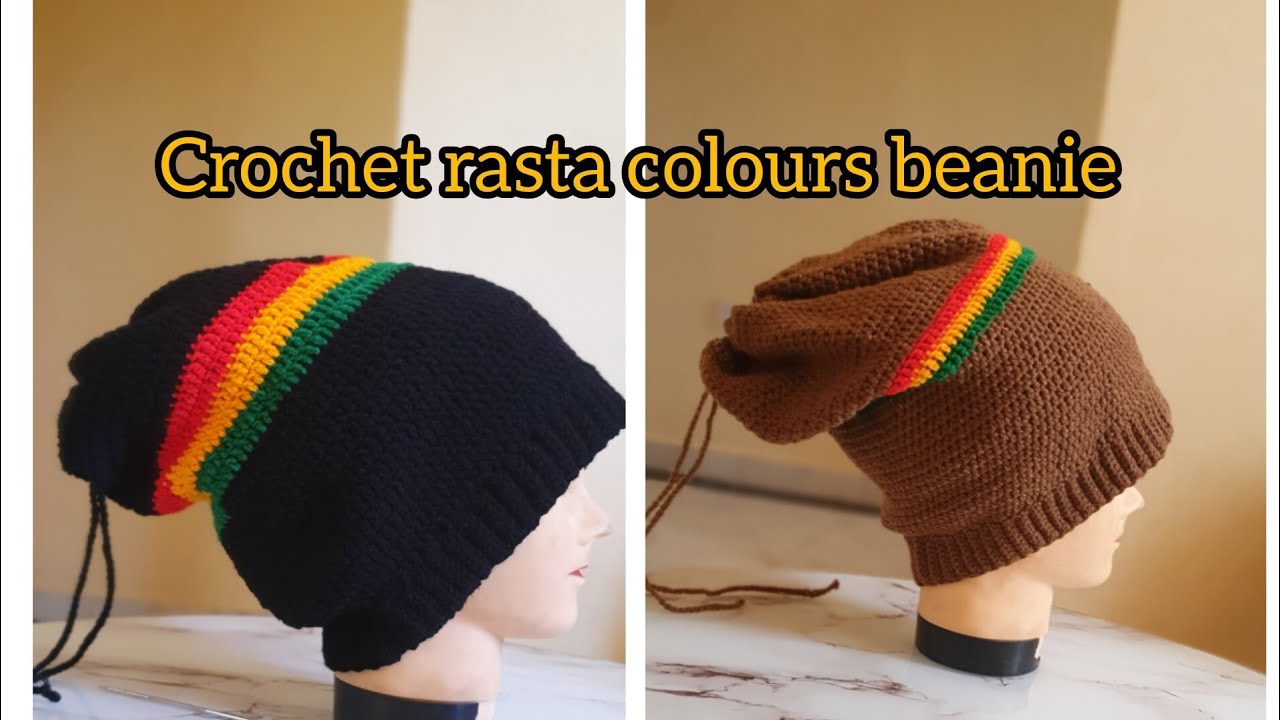 How to crochet rasta colour beanie 