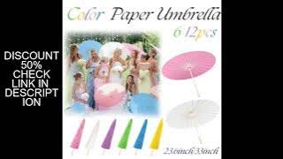 6-12pcs 23.6inch/33inch Color Paper Umbrellas for Wedding Pink Beach Umbrella Sun Parasol Bridesmaid