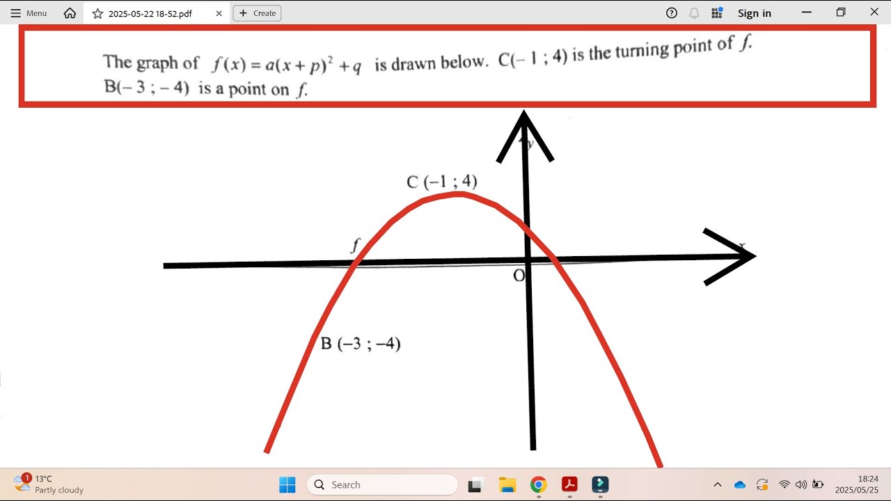 B | MAY/JUNE 2025 MATHEMATICS PAPER 1 - Parabola (Values of k, find ...