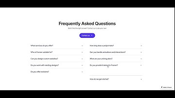 Framer FAQ Component with Interactive Questions and Customizable CTA Button