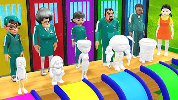 Scary Teacher 3D vs Squid Game Throwing and Coloring Tung Tung Sahur Brainrot Challenge