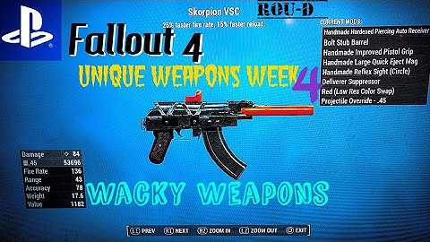 Fallout 4 - WACKY WEAPONS - UNIQUE CREATIONS - Skorpion VSC, Industrial Painter, and more!