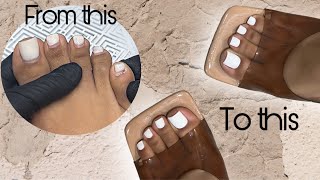 Transforming My Crusty Toes | How To Builder Gel Pedi At Home