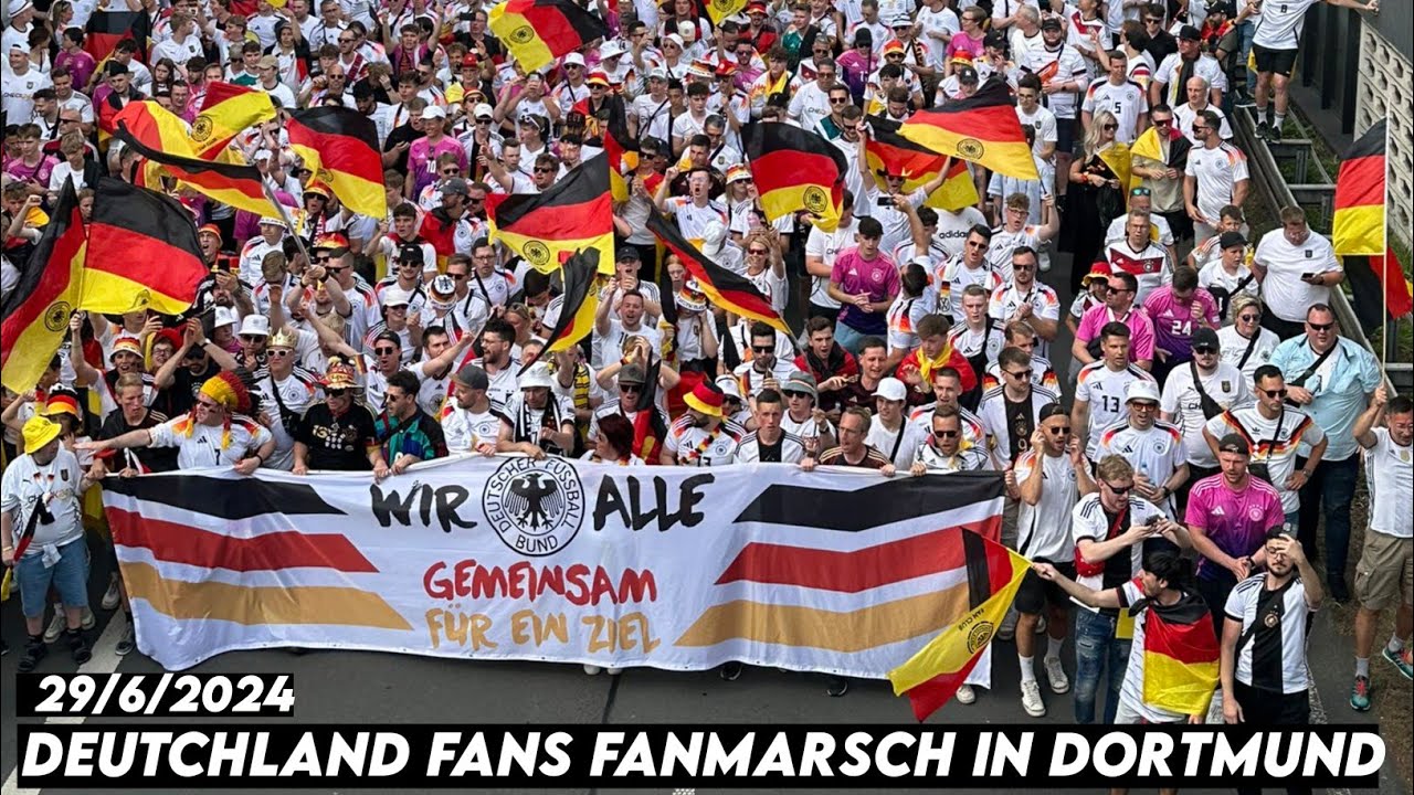 DEUTSCHLAND FANS FANMARSCH IN DORTMUND || Germany vs Denmark 29/6/2024