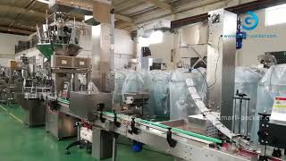 Weed CBD dray flower multi weighing bottle jar filling capping induction sealing labeling machine