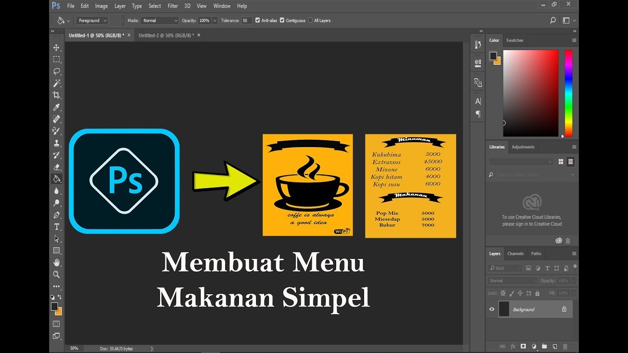 TUTORIAL CARA MEMBUAT DESIGN MENU CAFE SIMPLE - YouTube