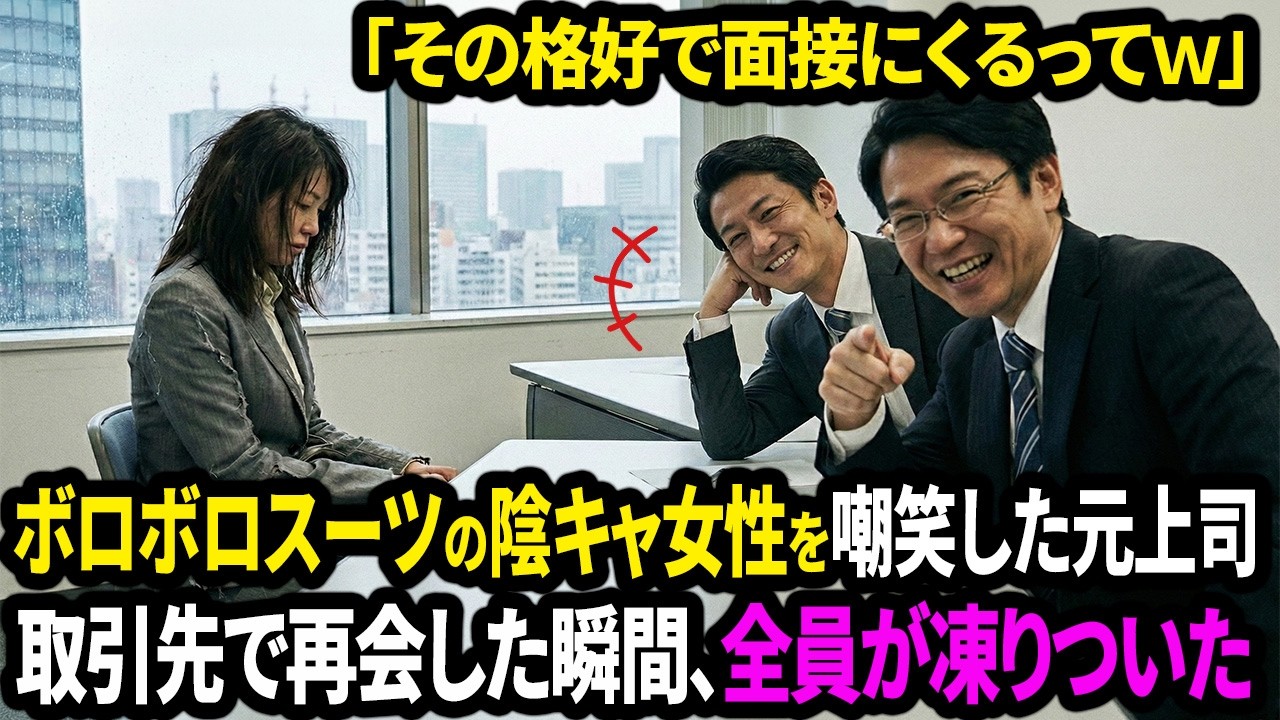 「その格好で面接にくるってｗ」ボロボロスーツの陰キャ女性を嘲笑した元上司→取引先で再会した瞬間、全員が凍りついた【面白きかな人生】