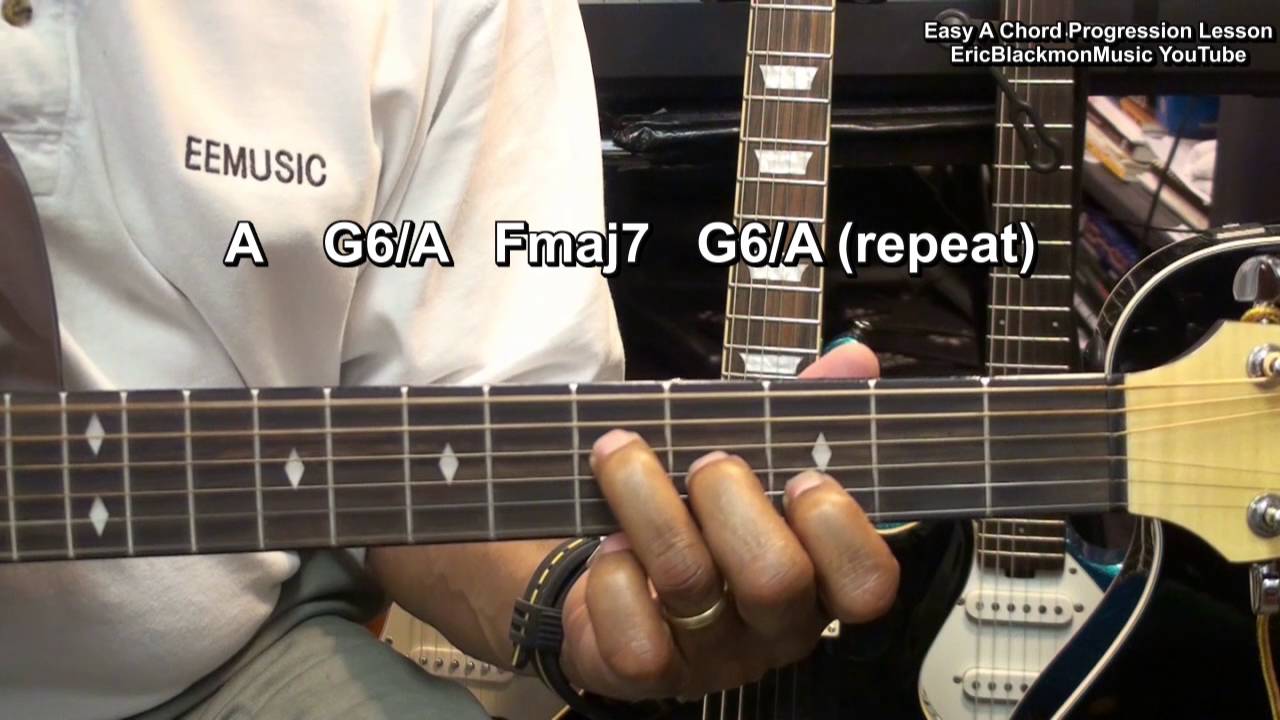 gaming logo Terry Kath Chicago Style Easy ONE SHAPE Guitar Chord Progression Lesson EricBlackmonGuitar