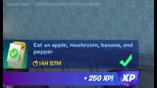 Fortnite Quest - Eat an Apple, Banana, Mushroom and Pepper - Chapter 3 Season 1