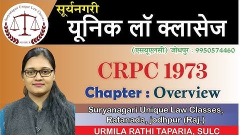 CRPC 1973 CHAPTER 1 OVERVIEW