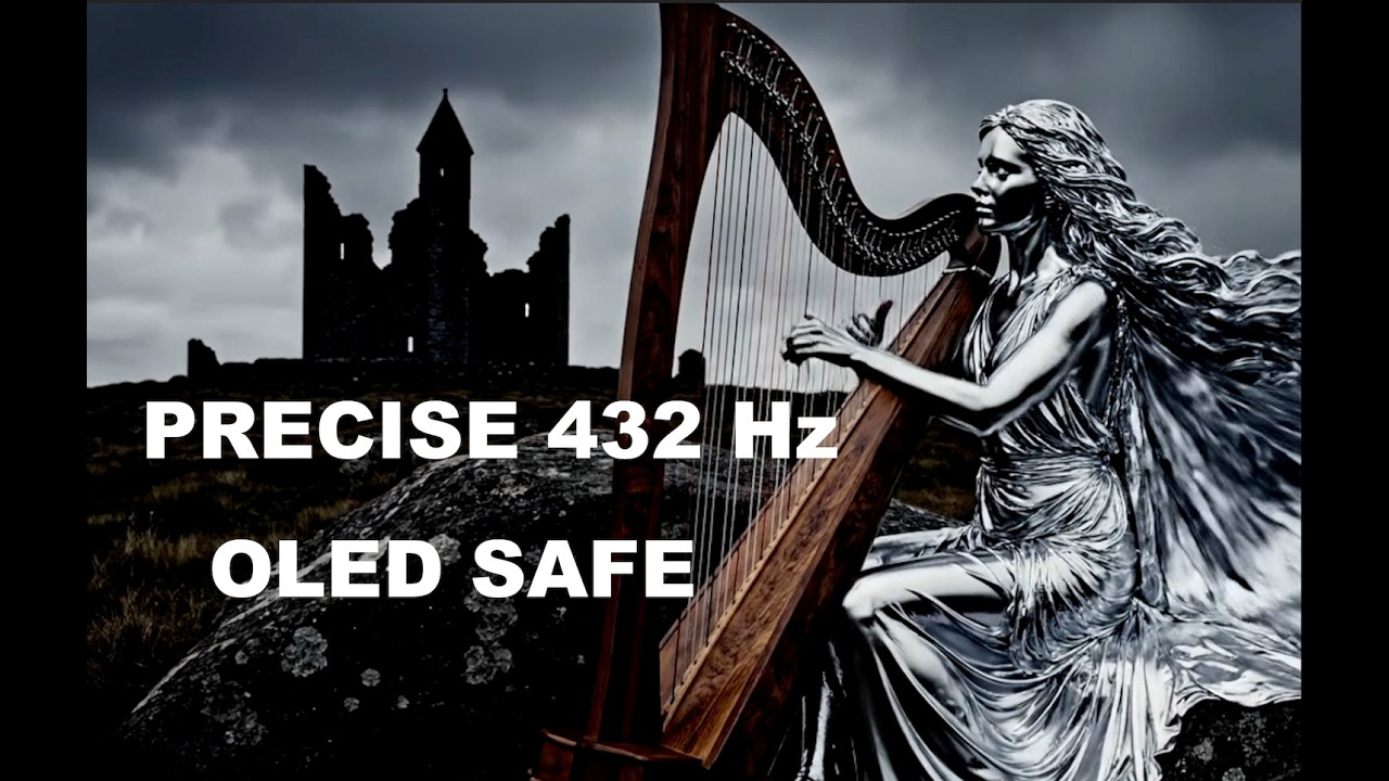 Exact 432Hz Harp & Gentle Rain | Sleep & Stop Overthinking | 10 Hr OLED Black Screen