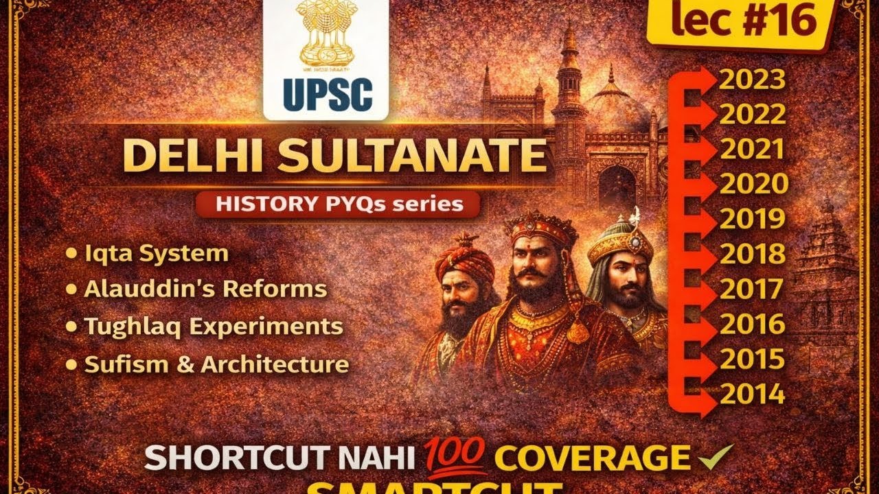 History PYQs series (Delhi sultanate) (lec16) for UPSC CSE CDS CAPF and other gradeA&B exams.