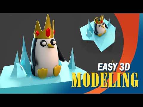 Easy way to make a 3D model of Gunter from Adventure Time