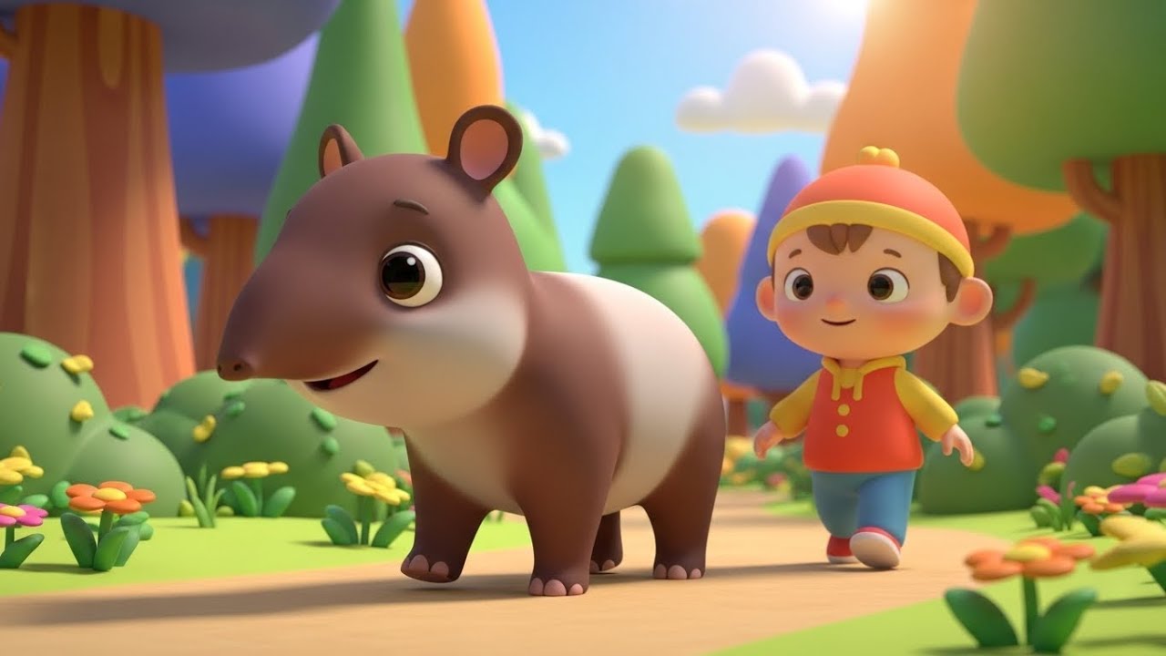 Little Baby Tapir Followed the Footprints 🐾👣 | Funny Toddler Song for Kids