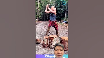 Cô gái chẻ đôi khúc gỗ #cưacây #buahbuahan