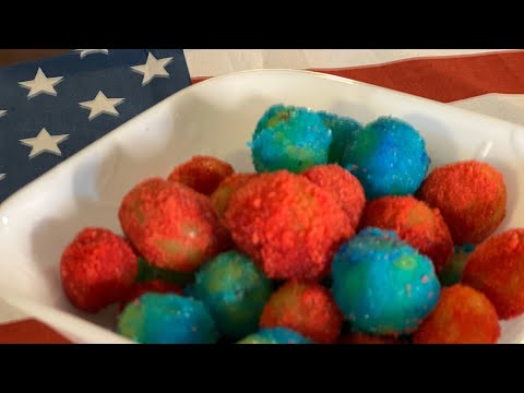 2 Ingredients/ Candy Grapes!  ‘Fun, easy, festive July 4th dish to add color to the dessert table!