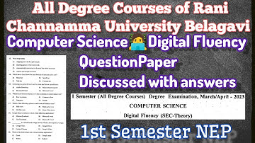 Computer Science and Digital Fluency Question Paper of Rani Channamma University Belagavi