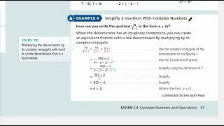 EnVision Algebra 2 Lesson 2-4: Complex Numbers and Operations - Example 4