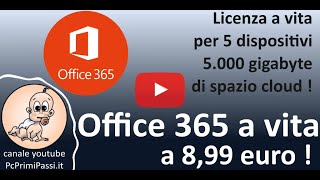 Office 365 con licenza a vita per 5 dispositivi a soli 8,99 € 