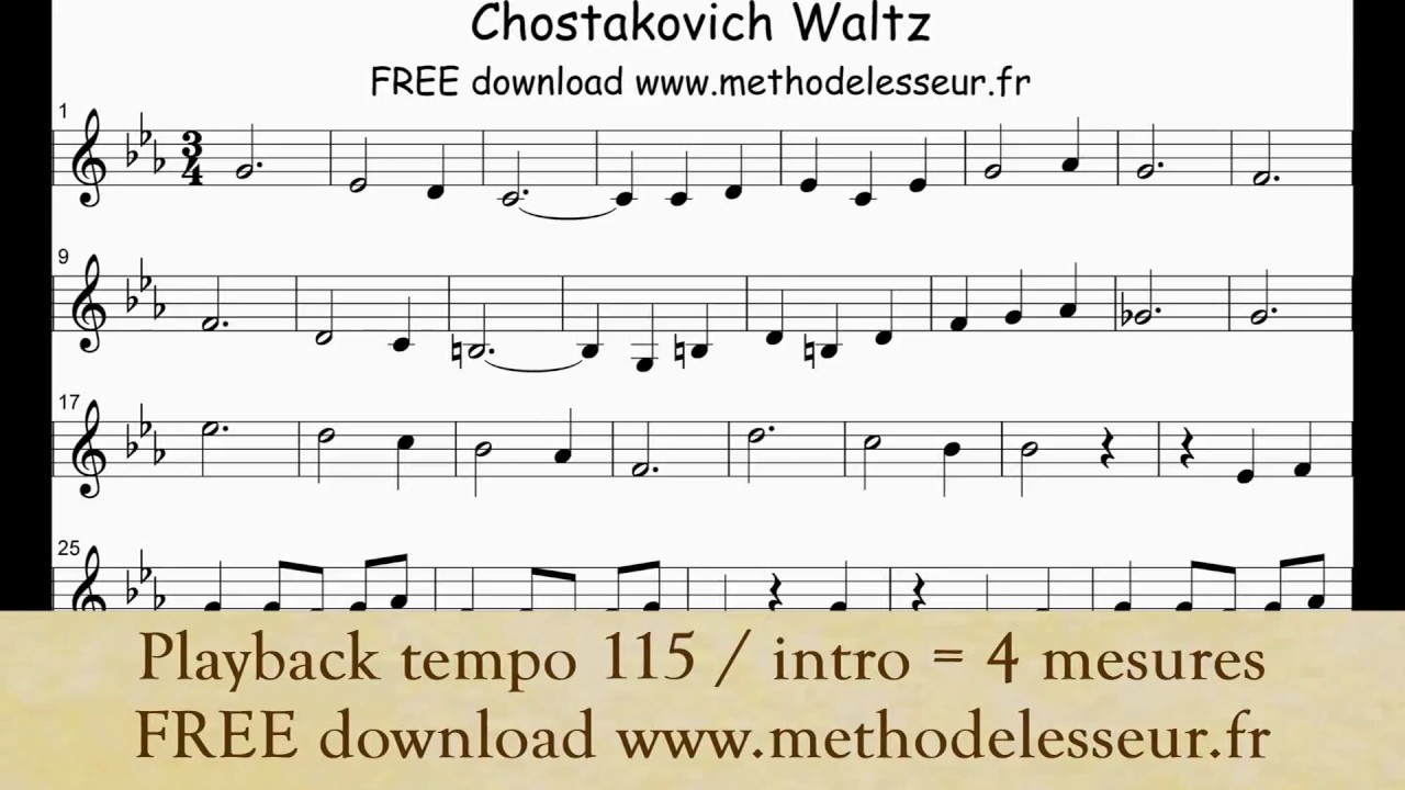Chostakovich Waltz playback tempo 115 YouTube