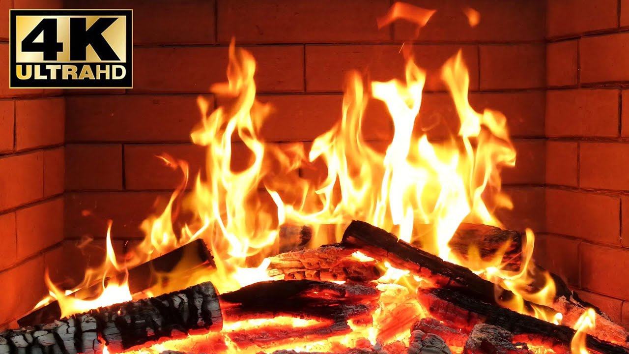 🔥 Fire Background Video Effects 4K. Fireplace for Mind Therapy Relaxing Atmosphere Winter Fireplace