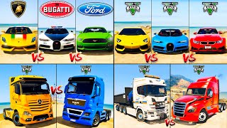 Bugatti Chiron vs Lamborghini vs Mercedes Truck vs Euro Truck - GTA 5 Cars and Trucks Compilation