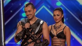 Deadly Games - Knife Throwing Couple Auditions Week 4 Americas Got Talent 2016 Full Auditions