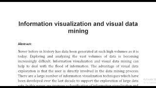Information visualization and visual data mining
