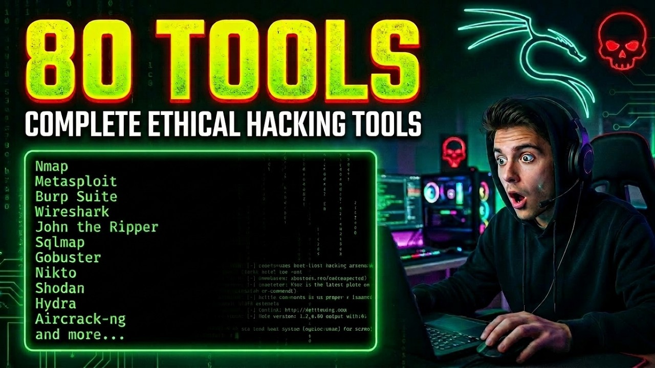 Complete List: 80 Best Ethical Hacking Tools for Kali Linux 2026 - YouTube