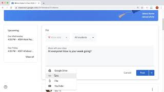 Community space on the Stream of Google Classroom