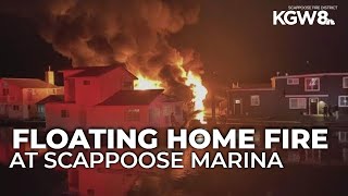 Two-alarm fire consumes floating home at Scappoose marina