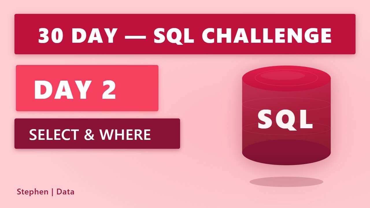 DAY 2 | SELECT & WHERE | 30 Day SQL Challenge | #sql #dataanalysis #dataanalytics #dataengineering 