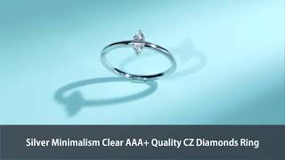 Silver Minimalism Clear AAA Quality CZ Diamonds Ring