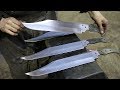 Forging 4 bowie knives form semi truck leaf spring steel.