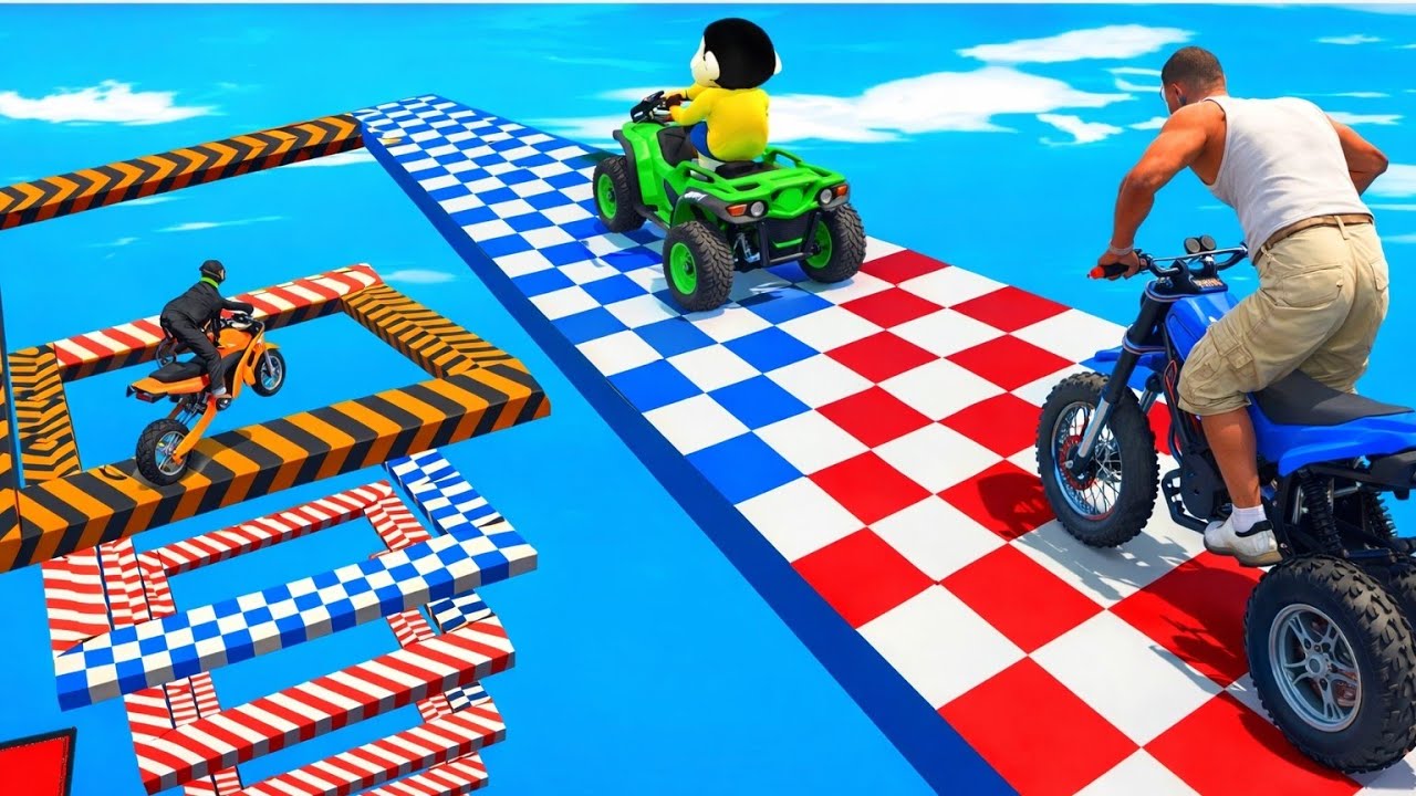 SHINCHAN AND FRANKLIN TRIED THE IMPOSSIBLE GIANT BUMPY ROAD PARKOUR CHALLENGE GTA 5